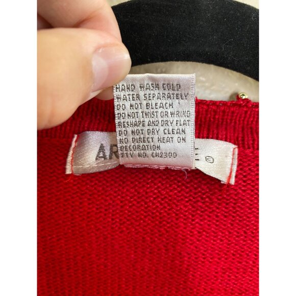 Arriviste Womens Red Embroidered Knit Cardigan Medium Button-Up Long Sleeve - Picture 4 of 6